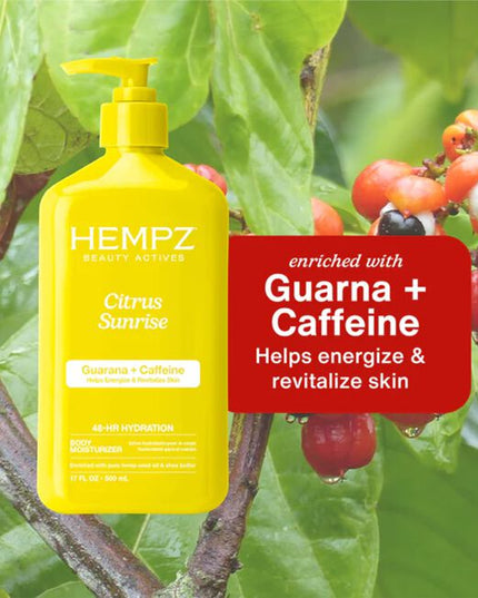 Get your daily dose of dopamine. This energizing lotion is your morning mood boost! Revitalize skin with guarana, caffeine, citrus fruit complex and essential oils. Boosts your mood and your glow to more radiant skin.