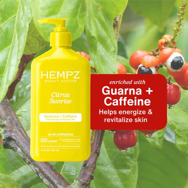 Get your daily dose of dopamine. This energizing lotion is your morning mood boost! Revitalize skin with guarana, caffeine, citrus fruit complex and essential oils. Boosts your mood and your glow to more radiant skin.