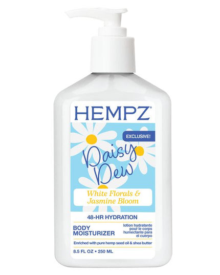 Revitalize your skin with our Exclusive Daisy Body Moisturizer. Infused with pure hemp seed oil and botanicals to intensely hydrate dry skin, the lotion has a soft white floral scent. 8.5 ounces in a pump bottle.