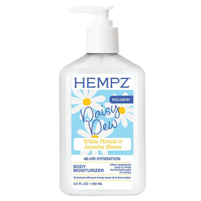 Revitalize your skin with our Exclusive Daisy Body Moisturizer. Infused with pure hemp seed oil and botanicals to intensely hydrate dry skin, the lotion has a soft white floral scent. 8.5 ounces in a pump bottle.