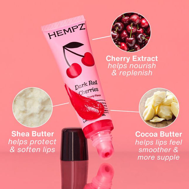 Give everyday hydration to lips with deep moisturization from Hemp Seed Oil, Shea Butter, Cocoa Butter, Sunflower Seed Oil, and Cherry Extract. Your new favorite go-to lip with a sheer tint of red-pink color.