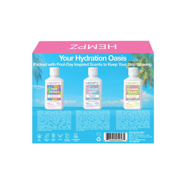 This limited-edition collection is all about fun in the sun and days by the pool, with unique, long-lasting summery scents that embrace the vibe of a Palm Springs Pool Party, combined with skin-loving ingredients to keep skin hydrated.