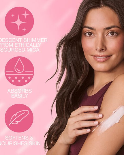 This collection has been made to celebrate you with a unique, long-lasting fruity and sparkling scent that celebrates everything from the simple to the extravagant, combined with skin-loving ingredients to keep skin hydrated with added subtle shimmer.