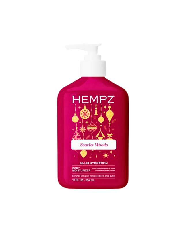 A warm, senusal take on the holidays—Hempz Scarlet Woods Moisturizing Body Lotion.