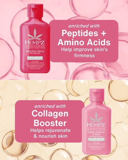 Sweet Hydration Mini Trio Includes:

(1) - Mini Dark Red Cherries Body Moisturizer, 2.25 fl. oz.
(1) - Mini Brazilian Berry Body Moisturize, 2.25 fl. oz.
(1) - Mini Sweet Jasmine Body Moisturize, 2.25 fl. oz.