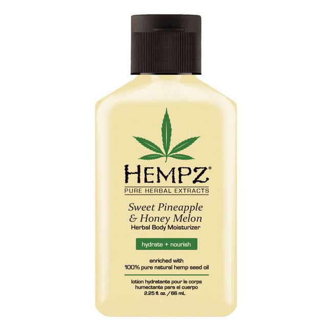 Hempz Sweet Pineapple & Honey Melon Herbal Body Moisturizer helps provide dramatic skin hydration and nourishment to help improve the overall health and condition of skin. Enriched with 100% Pure Natural Hemp Seed Oil, Pineapple Extract, Honey Melon Extract, Shea Butter and our signature Miracle Oil Blend to help refresh, rejuvenate and energize skin leaving it feeling soft, smooth and supple.