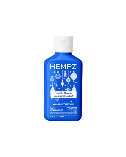 Cozy up to the warmest, sweetest scent—Vanilla Bean & Coconut Snowball Moisturizing Body Lotion. 2.25 fluid ounces in a flip-top bottle.
