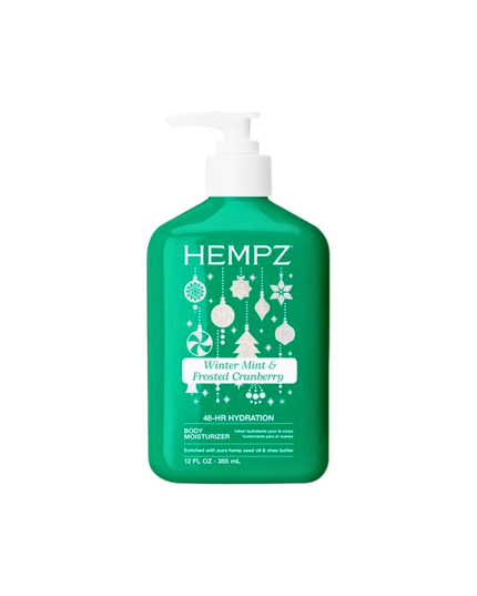 A fresh & frosty scent—Winter Mint & Frosted Cranberry Moisturizing Body Lotion. 