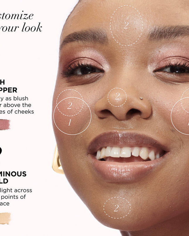 Your limited-edition face and eye makeup palette features 4 multitasking blush, highlight and eyeshadow shades made with your skin tone in mind. Layer over CC+ Cream to create the ultimate holiday glow for all shades.