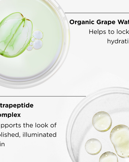 This nourishing repair crème is clinically proven to improve skin hydration, clarity, and luminosity. With organic grape water, botanical butters, and organic plant extracts, it works to boost and balance moisture-depleted skin, leaving it soft and glowing. A tetrapeptide complex helps to promote the appearance of luminous, lit-from-within skin. The plush, velvety texture melts into the skin for an instant skin-soothing experience.