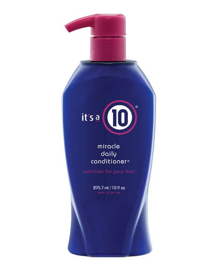 As a deep conditioner that leaves no residues behind, the It's a 10 Miracle Daily Conditioner is a perfect complement to all daily hair-care regimens. Formulated to penetrate the hair shaft, restore moisture, and repair damage, our Miracle Daily Conditioner is a lifeline for dry, processed, coarse, thick, or otherwise unmanageable hair.