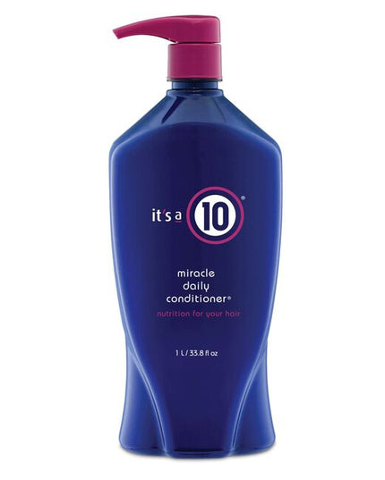 As a deep conditioner that leaves no residues behind, the It's a 10 Miracle Daily Conditioner is a perfect complement to all daily hair-care regimens. Formulated to penetrate the hair shaft, restore moisture, and repair damage, our Miracle Daily Conditioner is a lifeline for dry, processed, coarse, thick, or otherwise unmanageable hair.