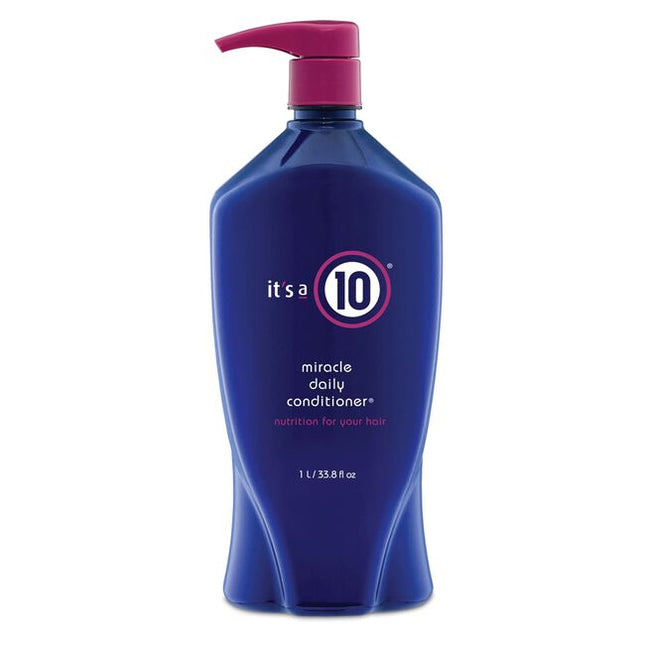 As a deep conditioner that leaves no residues behind, the It's a 10 Miracle Daily Conditioner is a perfect complement to all daily hair-care regimens. Formulated to penetrate the hair shaft, restore moisture, and repair damage, our Miracle Daily Conditioner is a lifeline for dry, processed, coarse, thick, or otherwise unmanageable hair.