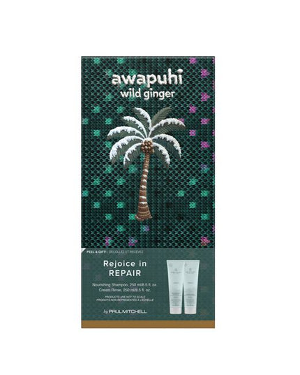 Awapuhi Wild Ginger Crafted for Repair Set Includes:

(1) - Awapuhi Wild Ginger Nourishing Shampoo, 8.5 fl. oz.
(1) - Awapuhi Wild Ginger Cream Rinse, 8.5 fl. oz.