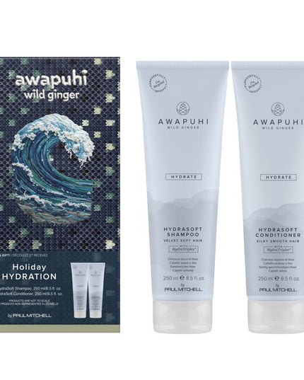Awapuhi Wild Ginger Hydration Set Includes:

(1) - Awapuhi Wild Ginger HydraSoft Shampoo, 8.5 fl. oz.
(1) - Awapuhi Wild Ginger HydraSoft Conditioner, 8.5 fl. oz.