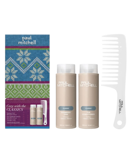 Cozy with the Classics Set Includes:
(1) - Shampoo One, 10.14 fl. oz.
(1) - The Conditioner, 10.14 fl. oz.
(1) - Detangler Comb