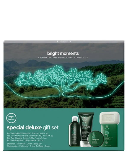 A limited-edition grooming collection designed to invigorate the hair, scalp, and senses. It features a selection of best-selling products from the Tea Tree Special line, known for its signature cooling tingle and refreshing aromatherapy scent of tea tree, peppermint, and lavender.