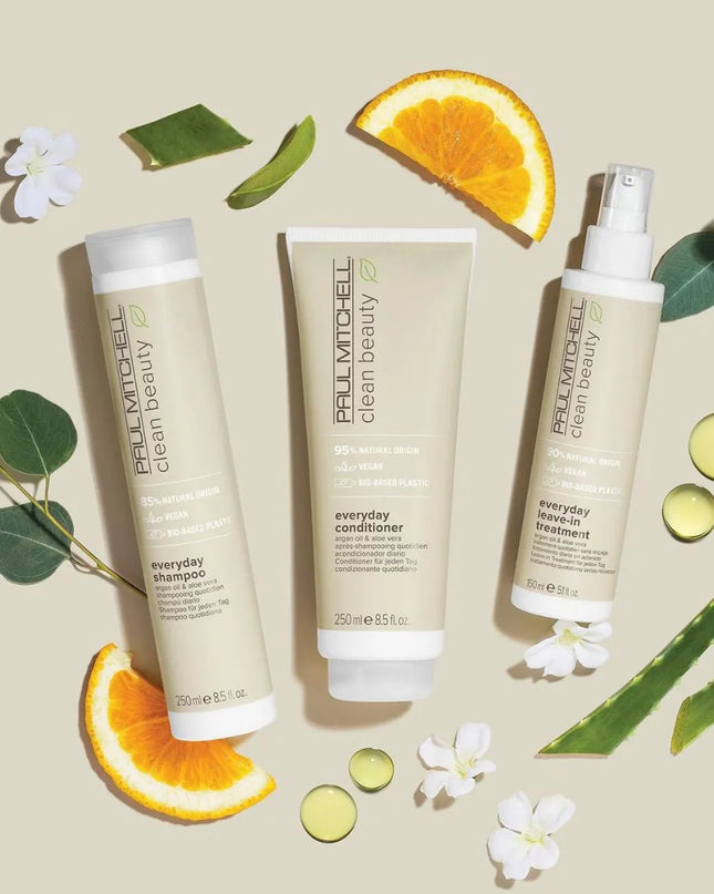 Introducing Paul Mitchell's Clean Beauty - clean, effective, good-for-you ingredients that are gentle on the hair, scalp and environment. With organic botanical extracts and innovative bio-based plastic, Paul Mitchell Clean Beauty offers natural solutions that are good for salons, clients and the planet.
