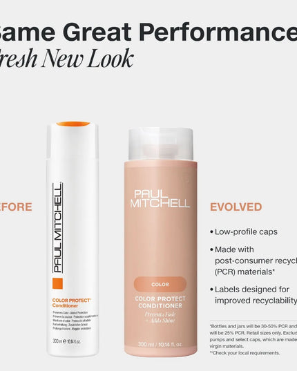 Color Protect Conditioner
Prevents Fade + Adds Shine

Lightweight formula ideal for color-treated hair. Sunflower extract helps prevent sun damage and extend the life of hair color. Detangles and helps strengthen strands.