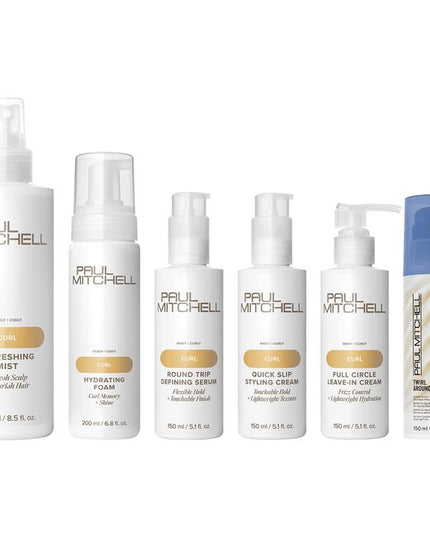 Curl Studio Kit Includes:

(1) - Hydrating Foam, 6.8 fl. oz.
(1) - Refreshing Mist, 8.5 fl. oz.
(1) - Round Trip Defining Serum, 5.1 fl. oz.
(1) - Quick Slip Styling Cream, 5.1 fl. oz.
(1) - Full Circle Leave-In Cream, 5.1 fl. oz.
(1) - Curl Twirl Around, 5.1 fl. oz.