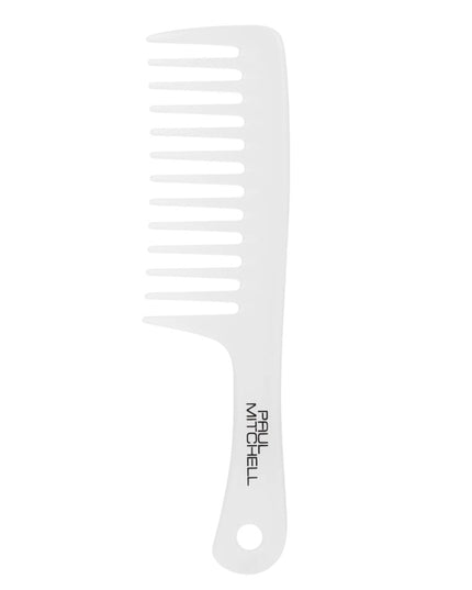 Wide-tooth comb with antimicrobial properties easily detangles wet or dry hair.