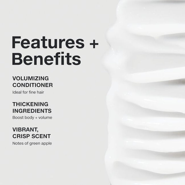 Adds Bounce + Fullness

Volumizing conditioner ideal for fine hair detangles, builds body and improves manageability.