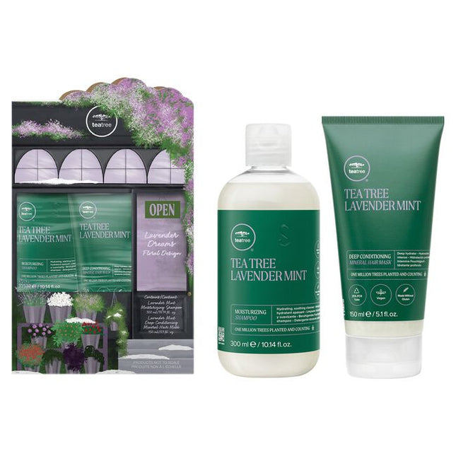 Enter a calming, lavender-scented retreat. Soothe your senses with a blend of fragrant botanicals while you gently cleanse and deeply ydrate dry strands.

Lavender Dreams Floral Design Gift Set Includes:

(1) - Lavender Mint Moisturizing Shampoo, 10.14 fl. oz.
(1) - Lavender Mint Deep Conditioning Mineral Hair Mask, 5.1 fl. oz.