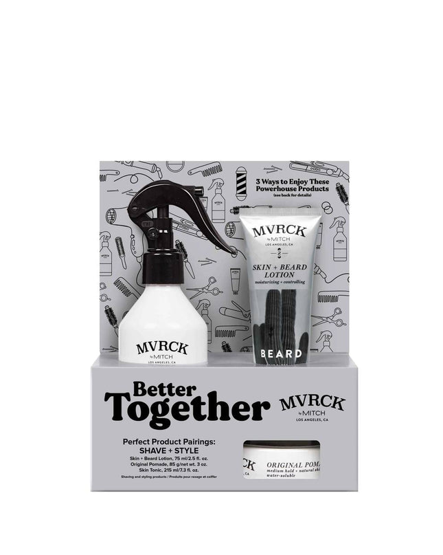 Upgrade your daily routine with the MVRCK by MITCH "Better Together" Shave + Style Gift Set. Developed by professional barbers in Los Angeles, this limited-edition three-piece grooming kit bridges the gap between traditional shaving care and modern hair styling. Featuring a refreshing citrus-agave and woody scent profile, this collection delivers high-performance results for hair, beard, and skin.