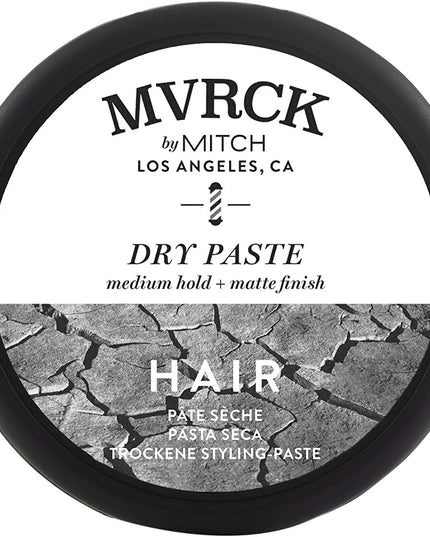 Add volume, enhance texture and create sculpted hairstyles with MVRCK® Dry Paste. This matte finish, medium hold molding paste for men’s hair features a flip-top lid for no-fuss dispensing. Ideal for thinner hair, it contains a blend of clays, safflower oil and body-building ingredients to give hair a lightweight, gritty texture that’s flake-free.