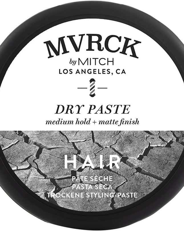 Add volume, enhance texture and create sculpted hairstyles with MVRCK® Dry Paste. This matte finish, medium hold molding paste for men’s hair features a flip-top lid for no-fuss dispensing. Ideal for thinner hair, it contains a blend of clays, safflower oil and body-building ingredients to give hair a lightweight, gritty texture that’s flake-free.