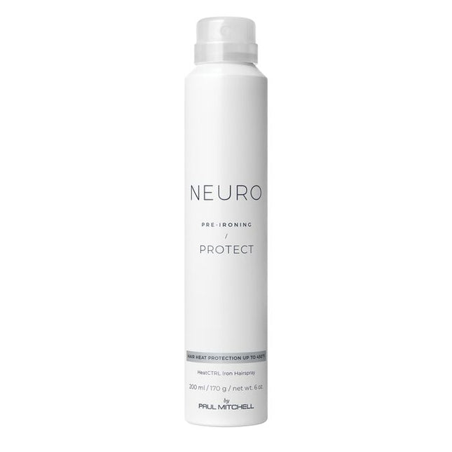 An iron's best friend, Neuro Protect HeatCTRL Iron Hairspray delivers shine and hold to lock in luminous looks. It forms a protective barrier between hair and tools with HeatCTRL™ Technology— John Paul Mitchel System's exclusive heat-activated blend that smooths hair, resists humidity and blocks out frizz.