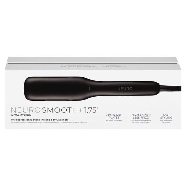 Neuro Smooth+ 1.75” Professional Straightening Styling Iron. Extra-wide plates for faster styling. Smooth and straighten long, thick or curly hair faster with the Neuro Smooth+ 1.75”.* NeutraHeat™ Technology delivers even heat across ion-enhanced ceramic plates to eliminate hotspots and help minimize damage. Create shiny, frizz-free results with just one snag-free pass. That's simple styling!
*Compared to the Neuro Style+ 1” Straightening Styling Iron.