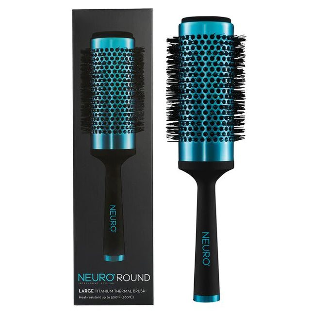 Create the perfect blowout—faster—with this round thermal brush. Available in three sizes, the vented titanium barrel and corkscrew-shaped vegan bristles create smooth, shiny results in less time. Its sturdy features and high-tech materials are the perfect complement to heat styling with Neuro tools.