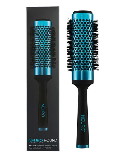 Create the perfect blowout—faster—with this round thermal brush. Available in three sizes, the vented titanium barrel and corkscrew-shaped vegan bristles create smooth, shiny results in less time. Its sturdy features and high-tech materials are the perfect complement to heat styling with Neuro tools.