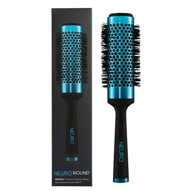 Create the perfect blowout—faster—with this round thermal brush. Available in three sizes, the vented titanium barrel and corkscrew-shaped vegan bristles create smooth, shiny results in less time. Its sturdy features and high-tech materials are the perfect complement to heat styling with Neuro tools.