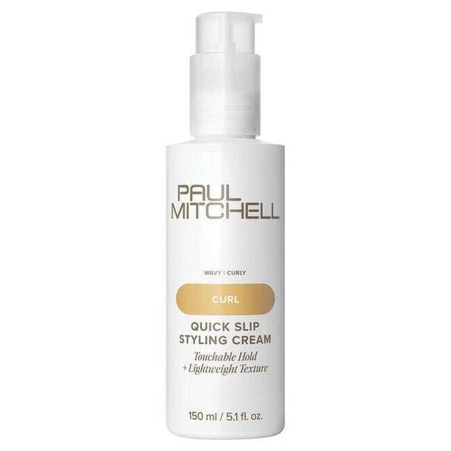 Paul Mitchell Quick Slip Styling Cream
Touchable Hold + Lightweight Texture
Slip into beautiful, conditioned curls with a soft, flexible hold. Helps reduce drying time for faster styling.