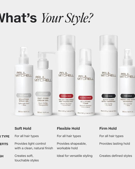 Pliable Hold + Easy Restyling

Style and restyle any look with movable texture and shine.