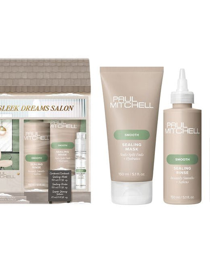 Get the glass hair you’ve been dreaming of! Treat, seal and style strands with this trio of frizz-frighting essentials for super smooth, flawless, shiny results.

Sleek Dreams Salon Gift Set Includes:

(1) - Sealing Mask, 5.1 fl. oz.
(1) - Sealing Rinse, 5.1 fl. oz.
(1) - Super Skinny Serum, 0.85 fl. oz.