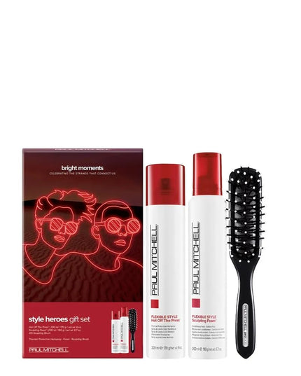 Thermal protectant spray helps protect strands during heat styling. Hair styling mousse controls frizz, adds shine and balances moisture. Classic brush ideal for styling, detangling dry or wet strands and blow-drying hair.