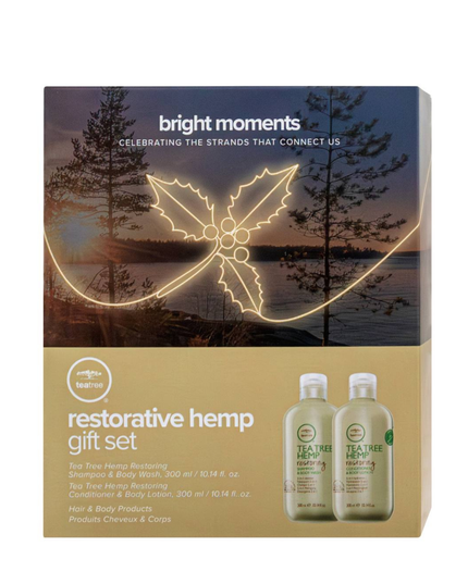 A bodycare and haircare set enriched with hydrating hemp extract.

The Paul Mitchell Tea Tree Hemp range harnesses the highly restorative properties of hemp in 3 ways to help balance the needs of hair and skin with essential moisture and protein.