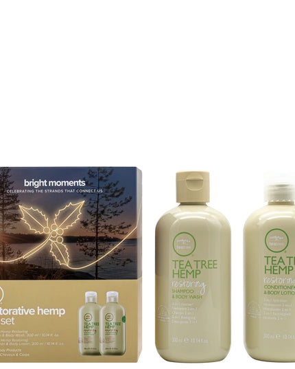 A bodycare and haircare set enriched with hydrating hemp extract.

The Paul Mitchell Tea Tree Hemp range harnesses the highly restorative properties of hemp in 3 ways to help balance the needs of hair and skin with essential moisture and protein.