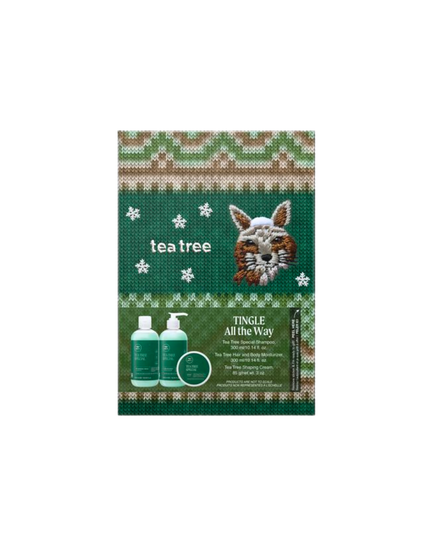 Tingle All the Way Set Includes:
(1) - Tea Tree Special Shampoo, 10.14 fl. oz.
(1) - Tea Tree Hair and Body Moisturizer, 10.14 fl. oz.
(1) - Tea Tree Shaping Cream, 3 oz.