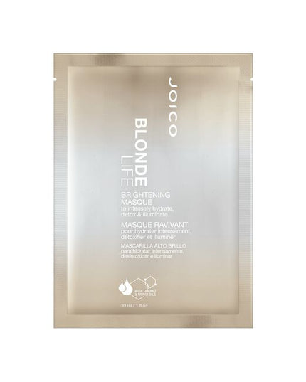 The Joico Blonde Life Brightening Masque instantly hydrates, softens and illuminates by neutralizing chlorine and removing trace minerals that can dull and yellow blonde hair. Nutrient-rich Tamanu and Monoi oils help restore strength and reduce breakage