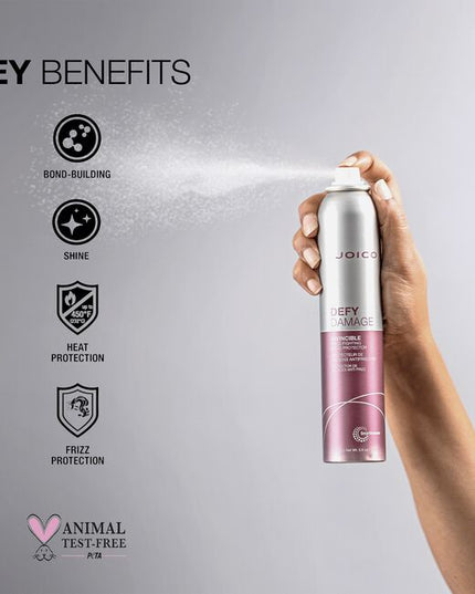 Conquer dreaded frizz with Defy Damage Invincible Frizz-Fighting Bond Protector ? the bond-building spray that instantly shields hair from humidity, thermal damage, and the effects of pollution for a full 24 hours.
