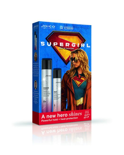 Supergirl Hold Hero Kit Includes:
(1) - Heat Hero Gloss Thermal Protectant, 5.2 oz.
(1) - Hold Hero High + Shine Spray, 9 oz.