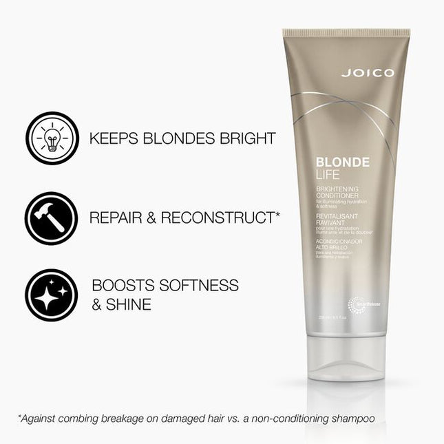Blonde Life Brightening Conditioner fights off-tones, frizz, and dryness, while delivering the kind of champagne shine that polishes hair to a high gleam without weighing down a single highlighted strand.