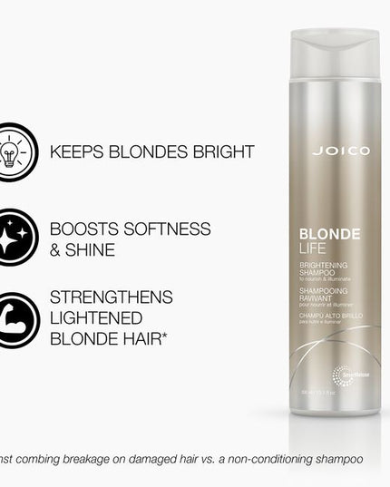 Gentle enough to use daily, sulfate-free Blonde Life Brightening Shampoo banishes brass, lifts away dirt and oil, and restores highlighted hair to optimal PH level. You'll have gleaming, on-tone blonde with slip and smoothness.