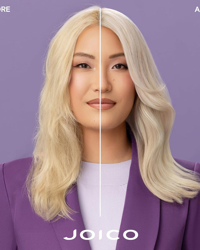 Joico Color Balance Purple Conditioner protects hair while neutralizing yellow & warm tones in blonde hair. With long lasting results for up to 12 washes, this paraben-free shampoo boosts shine & smoothness while making hair over 2X stronger.