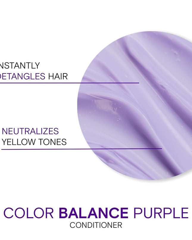 Joico Color Balance Purple Conditioner protects hair while neutralizing yellow & warm tones in blonde hair. With long lasting results for up to 12 washes, this paraben-free shampoo boosts shine & smoothness while making hair over 2X stronger.