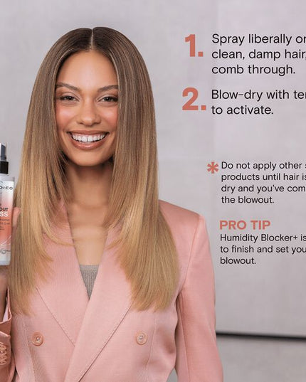 Get the one-two punch of frizz control and glass-like shine with NEW Dream Blowout Glass™. Our powerhouse formula with heat-activated technology seal frizz-prone strands—locking in smooth styles for 3 days,* even in humid weather.